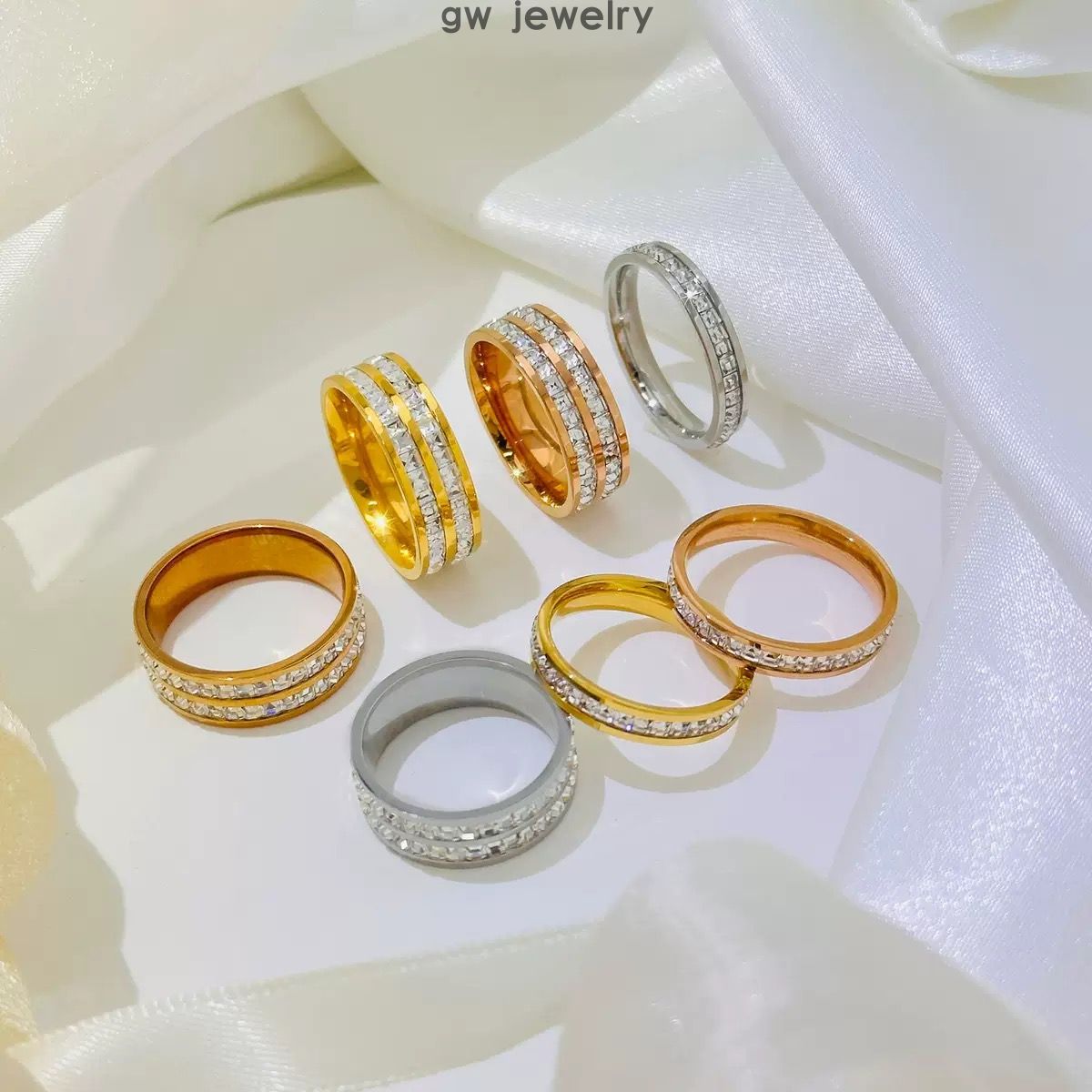 Single-row diamond, double-row diamond and starry sky rings(图1)