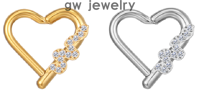 G23/F136 titanium heart-shaped piercing 