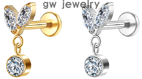 Trendy ear cartilage clips and lip studs